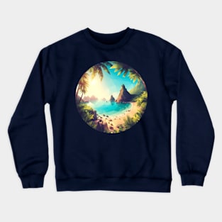 Low Poly Tropical Beach Crewneck Sweatshirt